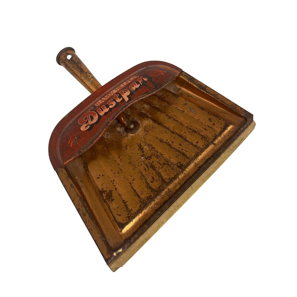 Vintage Metal Dustpan Handy Helper Rose Gold Distressed Patina J V Reed USA